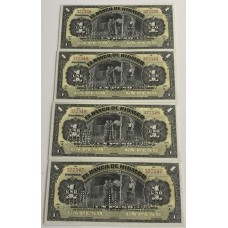 MEXICO 1941 . ONE 1 PESO BANKNOTES . SPECIMEN . CONSECUTIVE FOUR